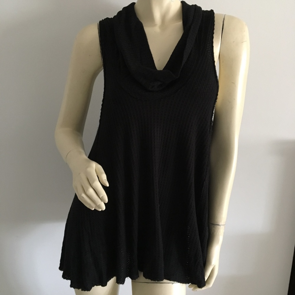 Free People swing cowl neck tank top waffle Knit